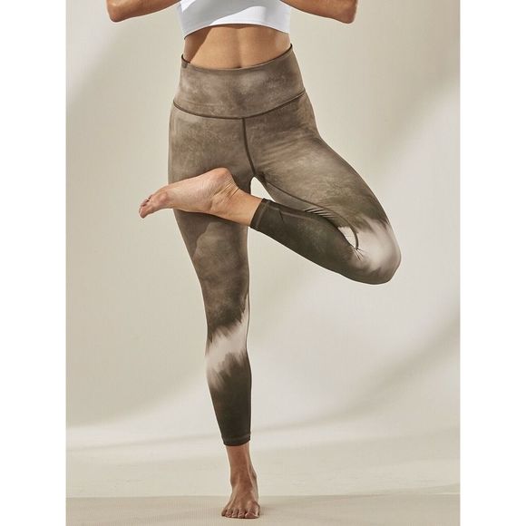 Athleta Elation Tight High Rise Legging Watercolor 7/8 Neutral Tan White S - Picture 11 of 11